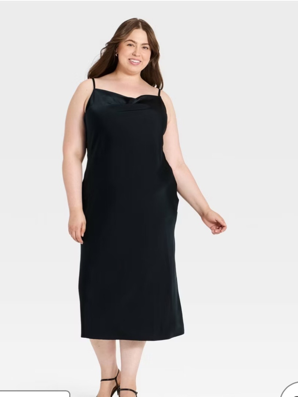 Ava & Viv Black Midi Slip Dress
